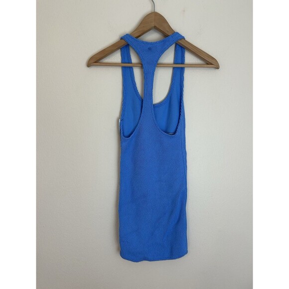 NWT Victoria’s Secret Halter Shaping Swim Dress Blue Size M Crinkle Mini Tube - Picture 3 of 5